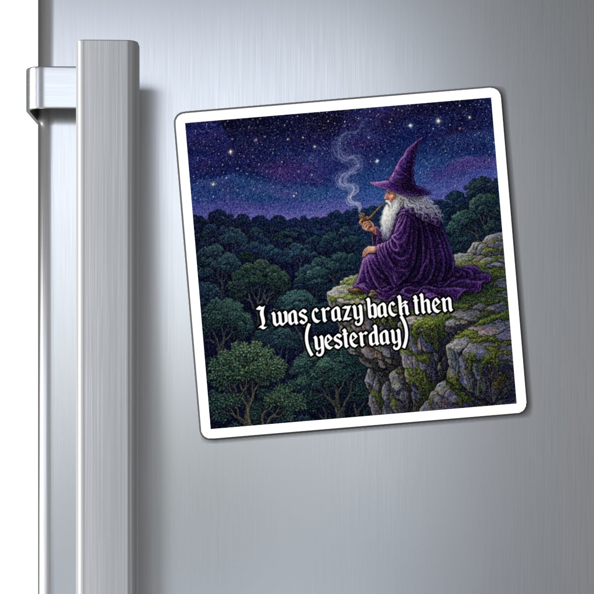 “I was crazy back then” Galactic Wizard Meme Magnet - The Galactic Wizard Emporium - Paper products