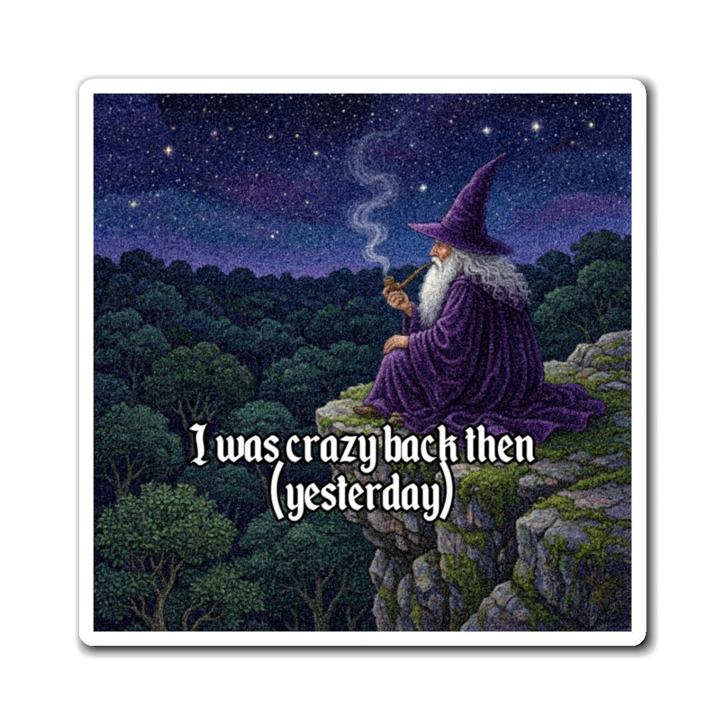 “I was crazy back then” Galactic Wizard Meme Magnet - The Galactic Wizard Emporium - Paper products