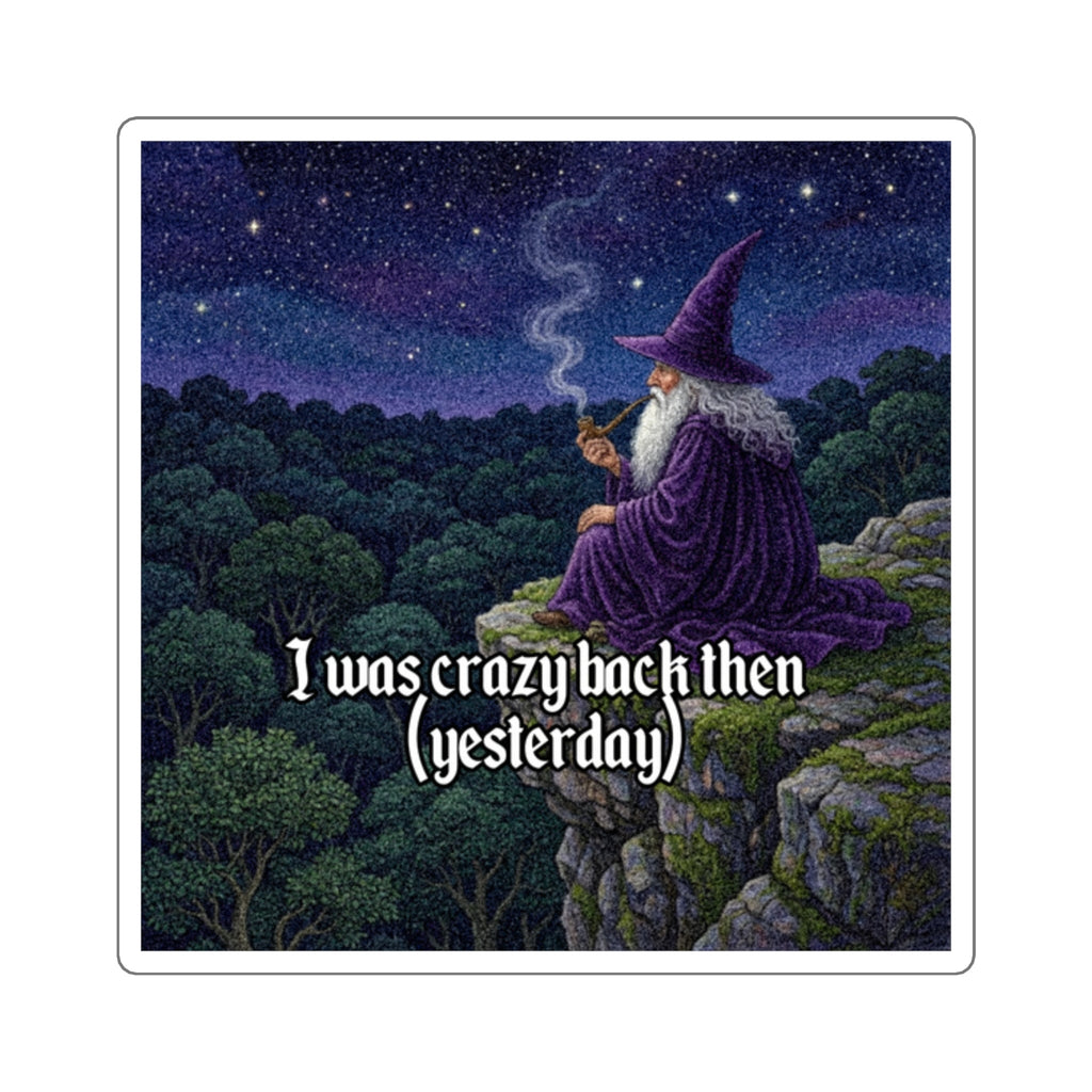 “I was crazy back then" Galactic Wizard Meme Sticker - The Galactic Wizard Emporium - Paper products
