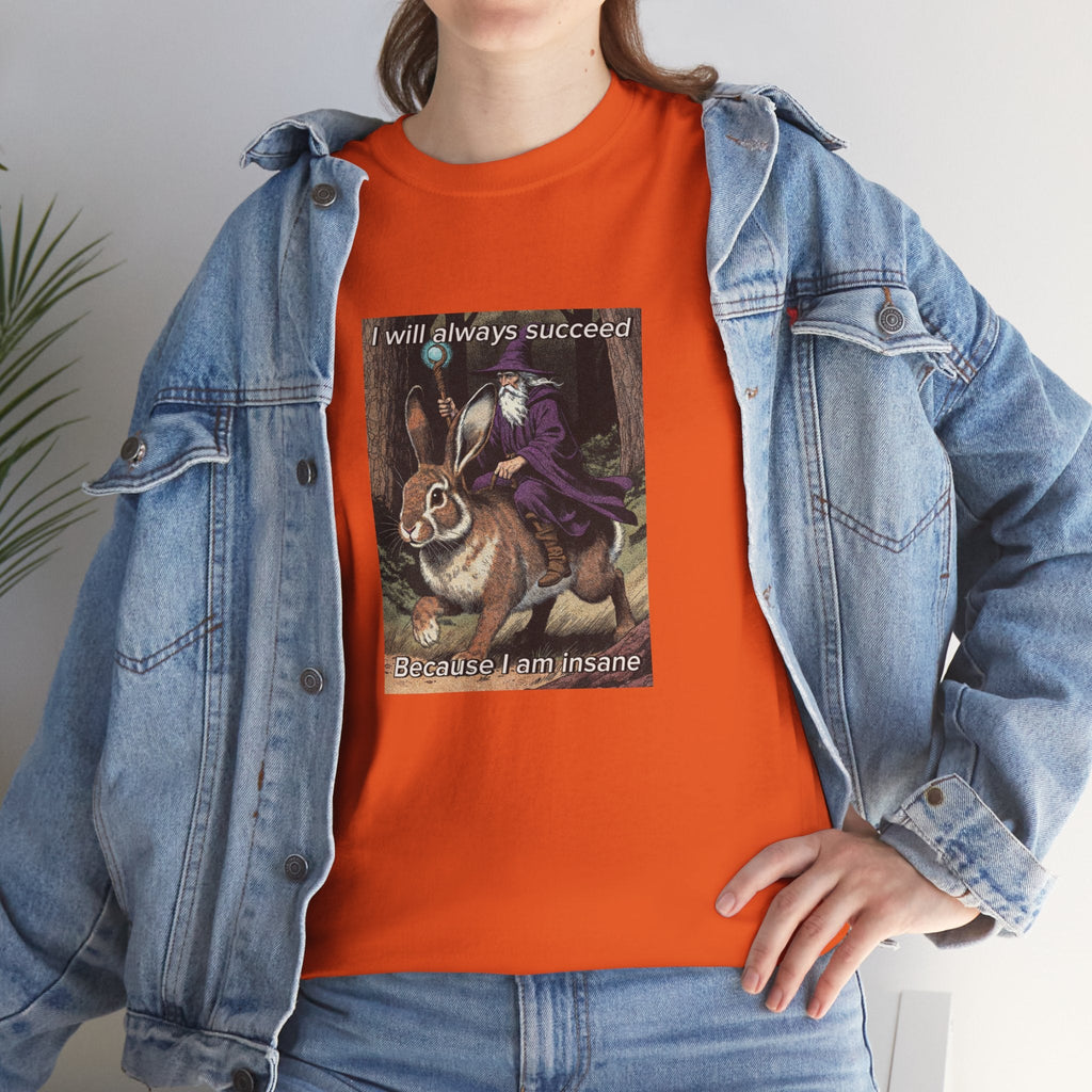“I will always succeed because I am insane” Galactic Wizard Meme Heavyweight Cotton T-Shirt - The Galactic Wizard Emporium - T-Shirt