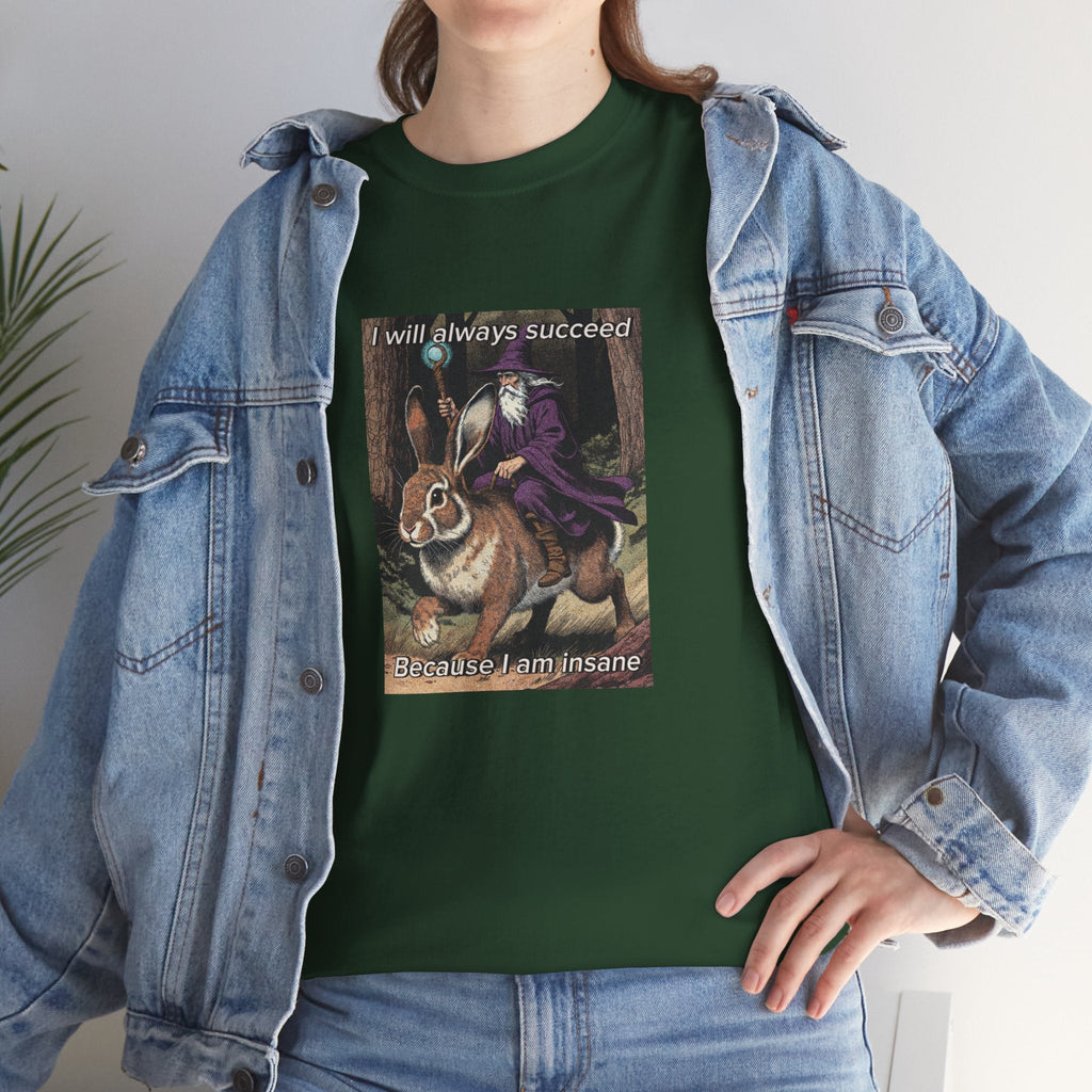 “I will always succeed because I am insane” Galactic Wizard Meme Heavyweight Cotton T-Shirt - The Galactic Wizard Emporium - T-Shirt