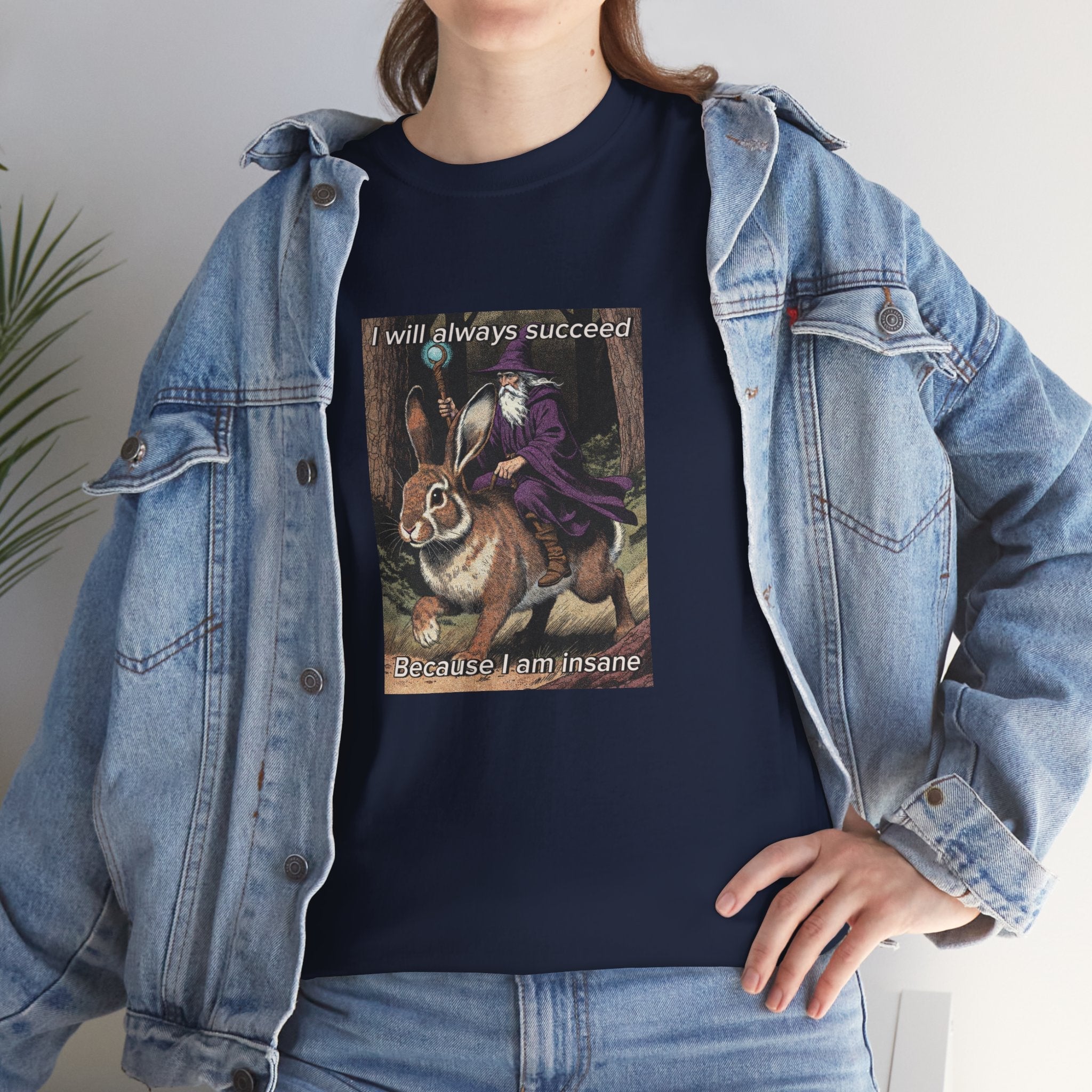 “I will always succeed because I am insane” Galactic Wizard Meme Heavyweight Cotton T-Shirt - The Galactic Wizard Emporium - T-Shirt