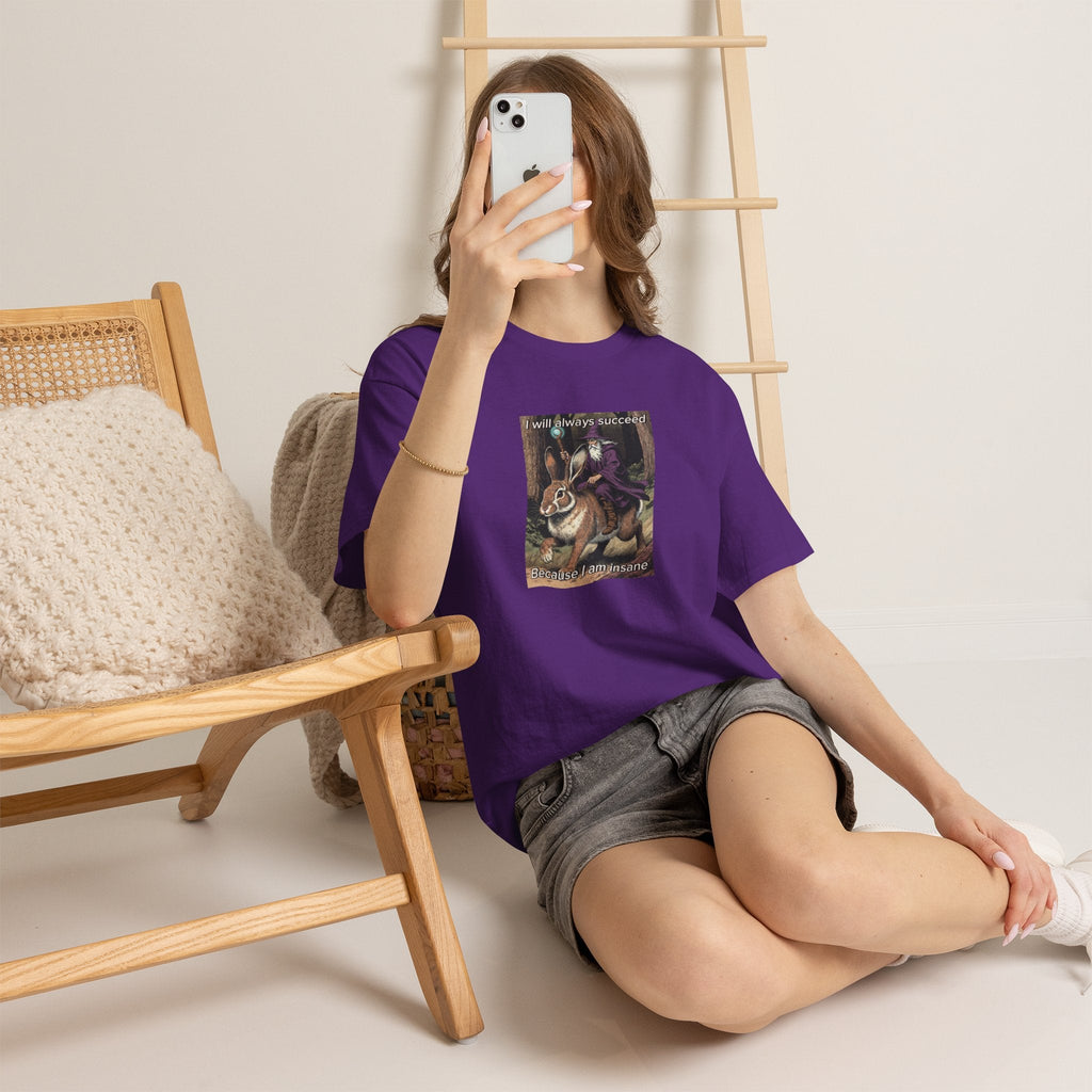 “I will always succeed because I am insane” Galactic Wizard Meme Heavyweight Cotton T-Shirt - The Galactic Wizard Emporium - T-Shirt