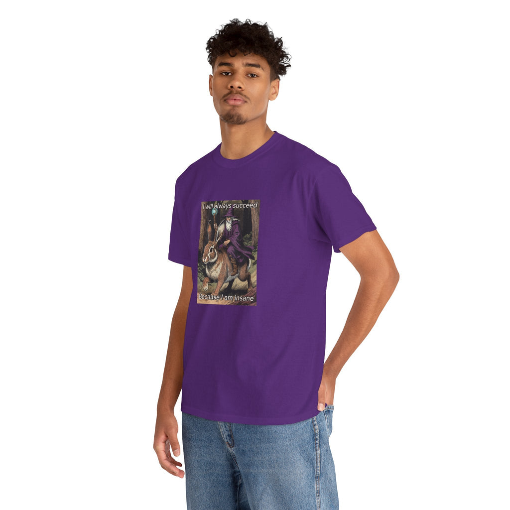 “I will always succeed because I am insane” Galactic Wizard Meme Heavyweight Cotton T-Shirt - The Galactic Wizard Emporium - T-Shirt