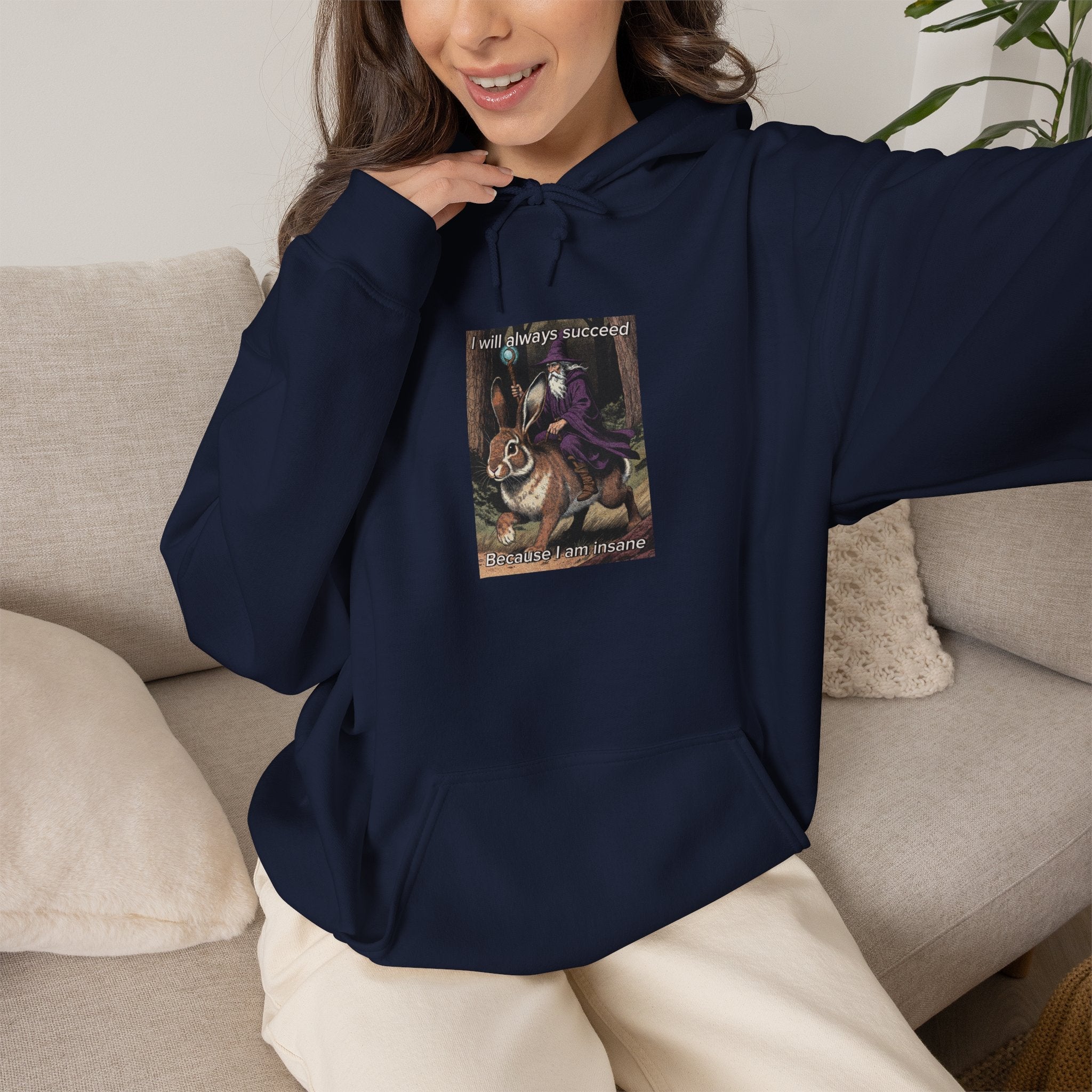 “I will always succeed because I am insane” Galactic Wizard Meme Unisex Hooded Sweatshirt - The Galactic Wizard Emporium - Hoodie