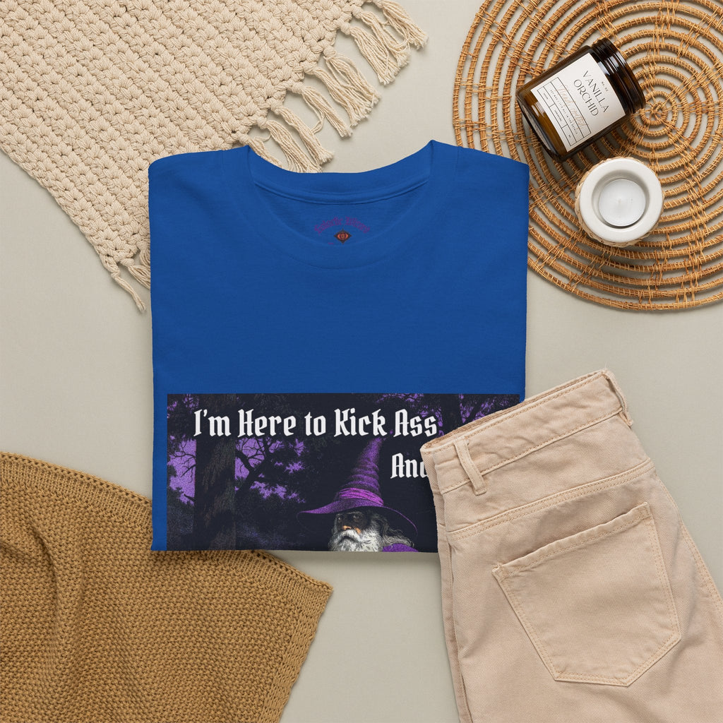 “Kick ass and Frolic” Galactic Wizard Meme Heavyweight Cotton T-Shirt - The Galactic Wizard Emporium - T-Shirt