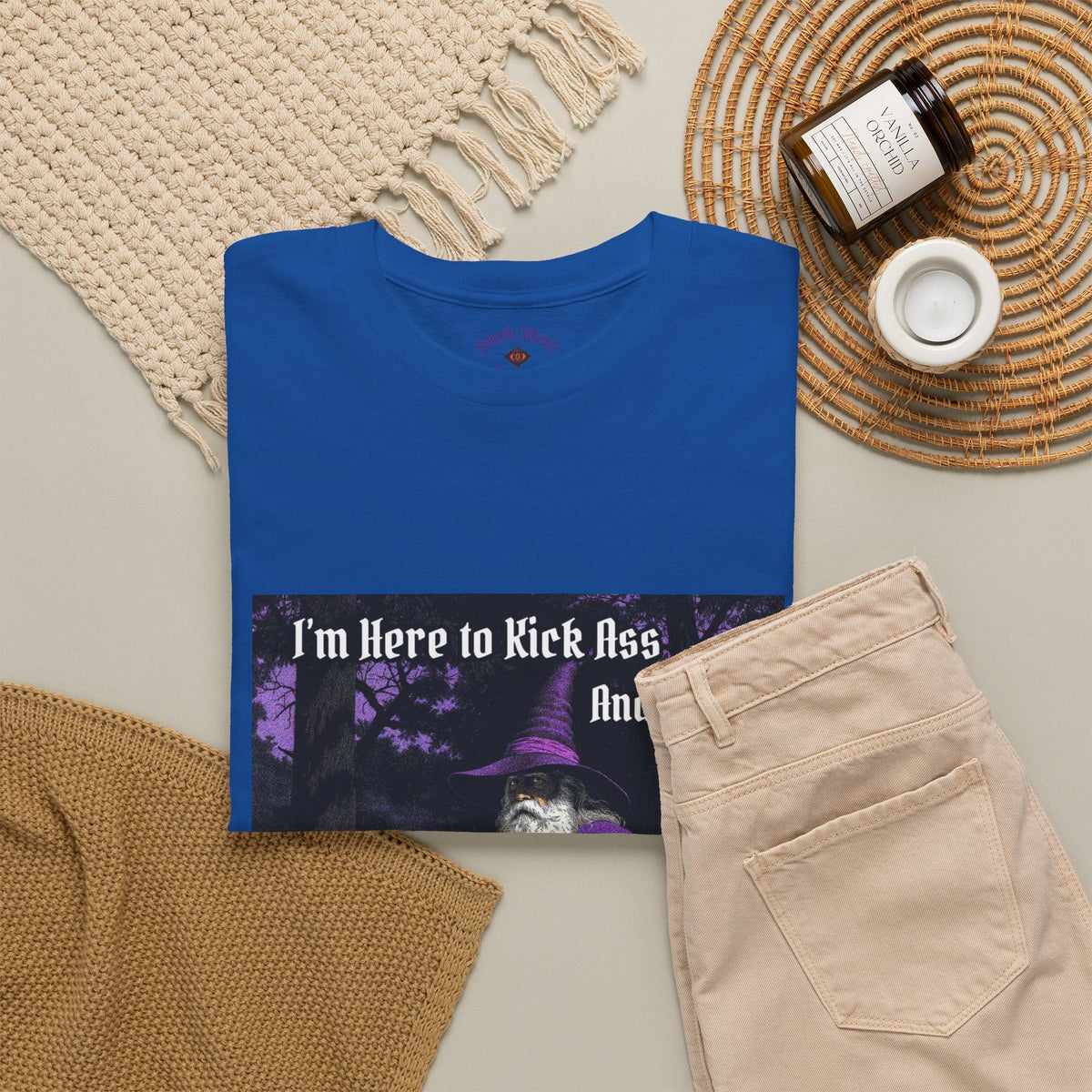 “Kick ass and Frolic” Galactic Wizard Meme Heavyweight Cotton T-Shirt - The Galactic Wizard Emporium - T-Shirt