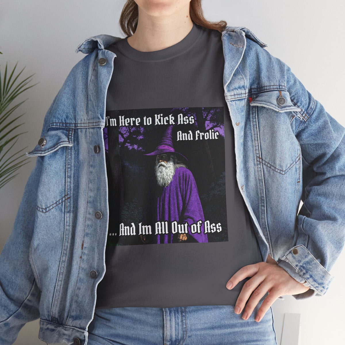 “Kick ass and Frolic” Galactic Wizard Meme Heavyweight Cotton T-Shirt - The Galactic Wizard Emporium - T-Shirt