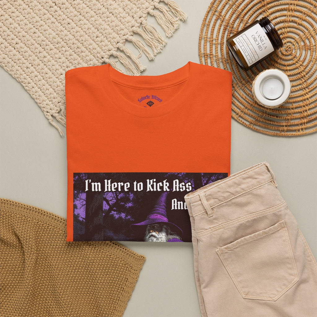 “Kick ass and Frolic” Galactic Wizard Meme Heavyweight Cotton T-Shirt - The Galactic Wizard Emporium - T-Shirt
