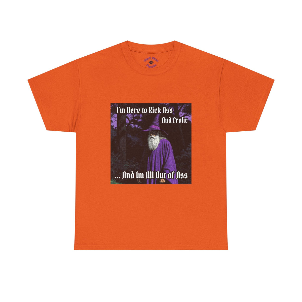 “Kick ass and Frolic” Galactic Wizard Meme Heavyweight Cotton T-Shirt - The Galactic Wizard Emporium - T-Shirt