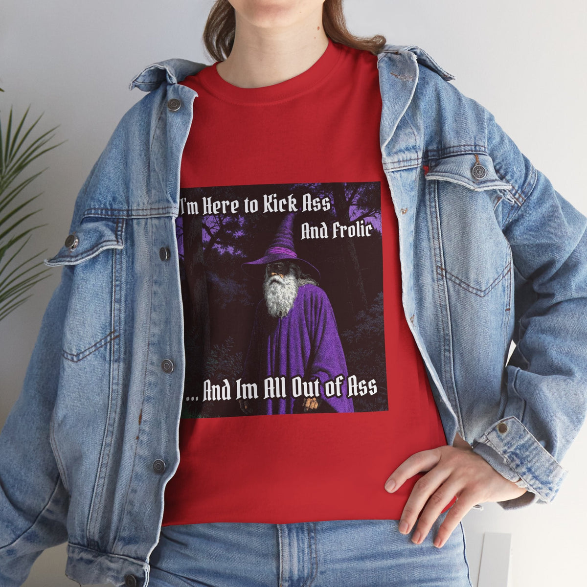 “Kick ass and Frolic” Galactic Wizard Meme Heavyweight Cotton T-Shirt - The Galactic Wizard Emporium - T-Shirt