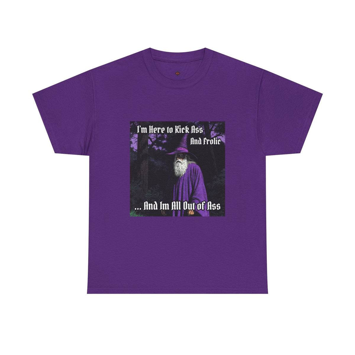“Kick ass and Frolic” Galactic Wizard Meme Heavyweight Cotton T-Shirt - The Galactic Wizard Emporium - T-Shirt