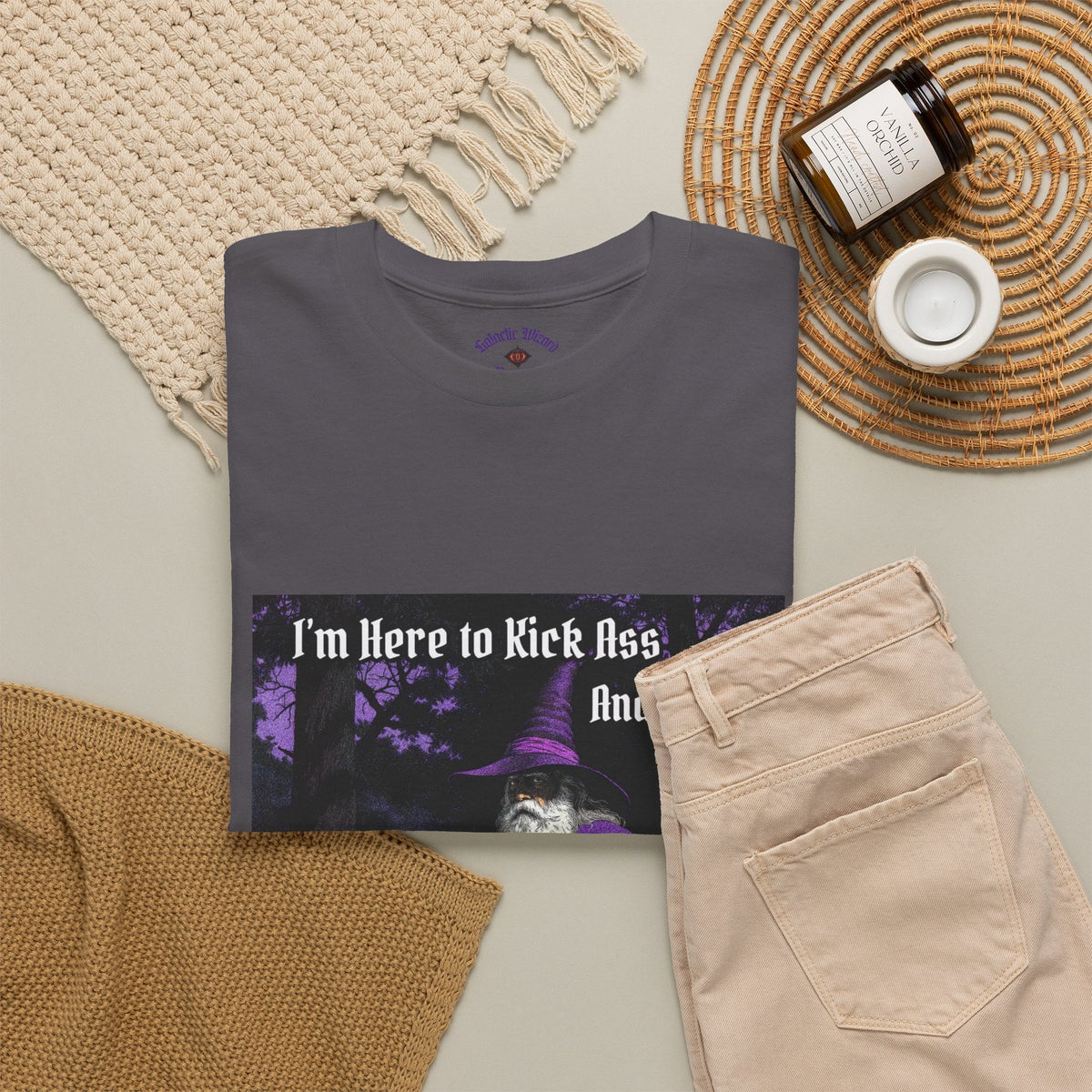 “Kick ass and Frolic” Galactic Wizard Meme Heavyweight Cotton T-Shirt - The Galactic Wizard Emporium - T-Shirt