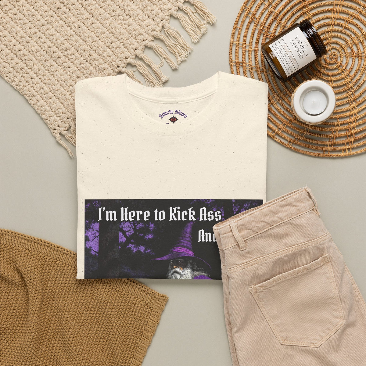 “Kick ass and Frolic” Galactic Wizard Meme Heavyweight Cotton T-Shirt - The Galactic Wizard Emporium - T-Shirt