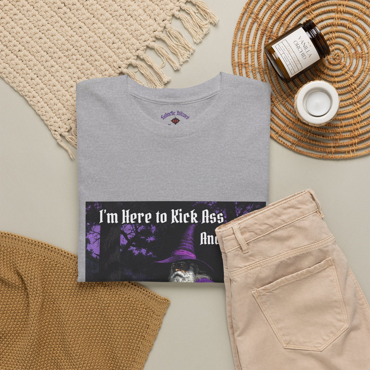 “Kick ass and Frolic” Galactic Wizard Meme Heavyweight Cotton T-Shirt - The Galactic Wizard Emporium - T-Shirt