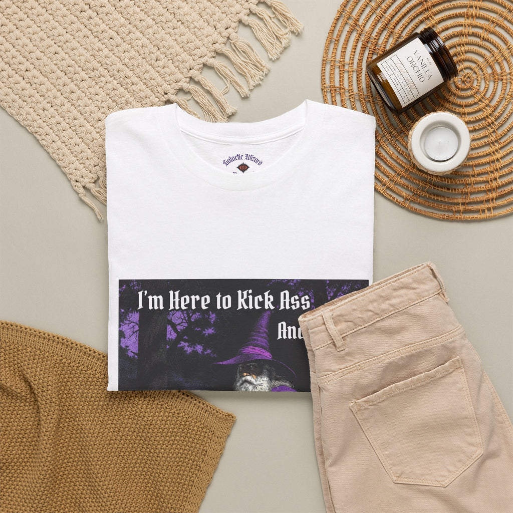 “Kick ass and Frolic” Galactic Wizard Meme Heavyweight Cotton T-Shirt - The Galactic Wizard Emporium - T-Shirt