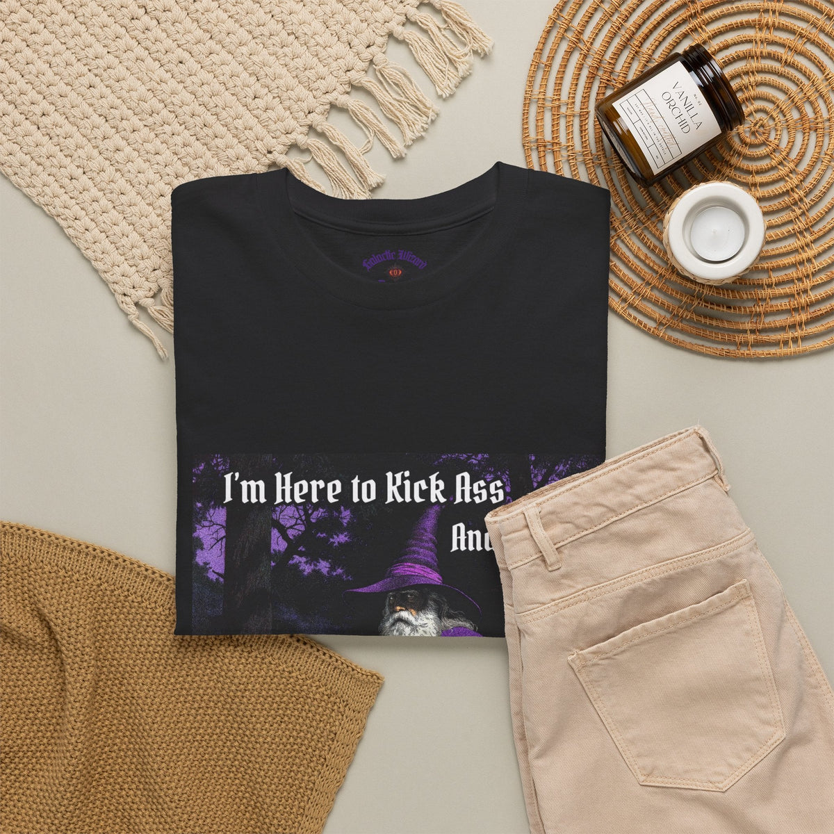 “Kick ass and Frolic” Galactic Wizard Meme Heavyweight Cotton T-Shirt - The Galactic Wizard Emporium - T-Shirt