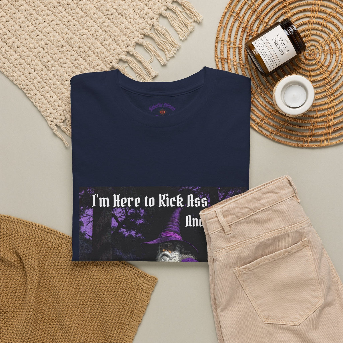 “Kick ass and Frolic” Galactic Wizard Meme Heavyweight Cotton T-Shirt - The Galactic Wizard Emporium - T-Shirt