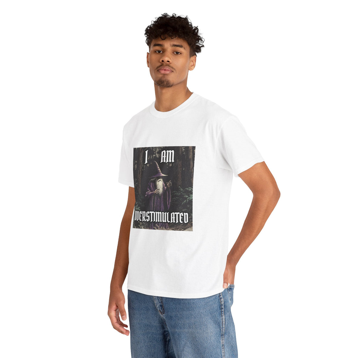 “Overstimulated” Galactic Wizard Meme Heavyweight Cotton T-Shirt - The Galactic Wizard Emporium - T-Shirt