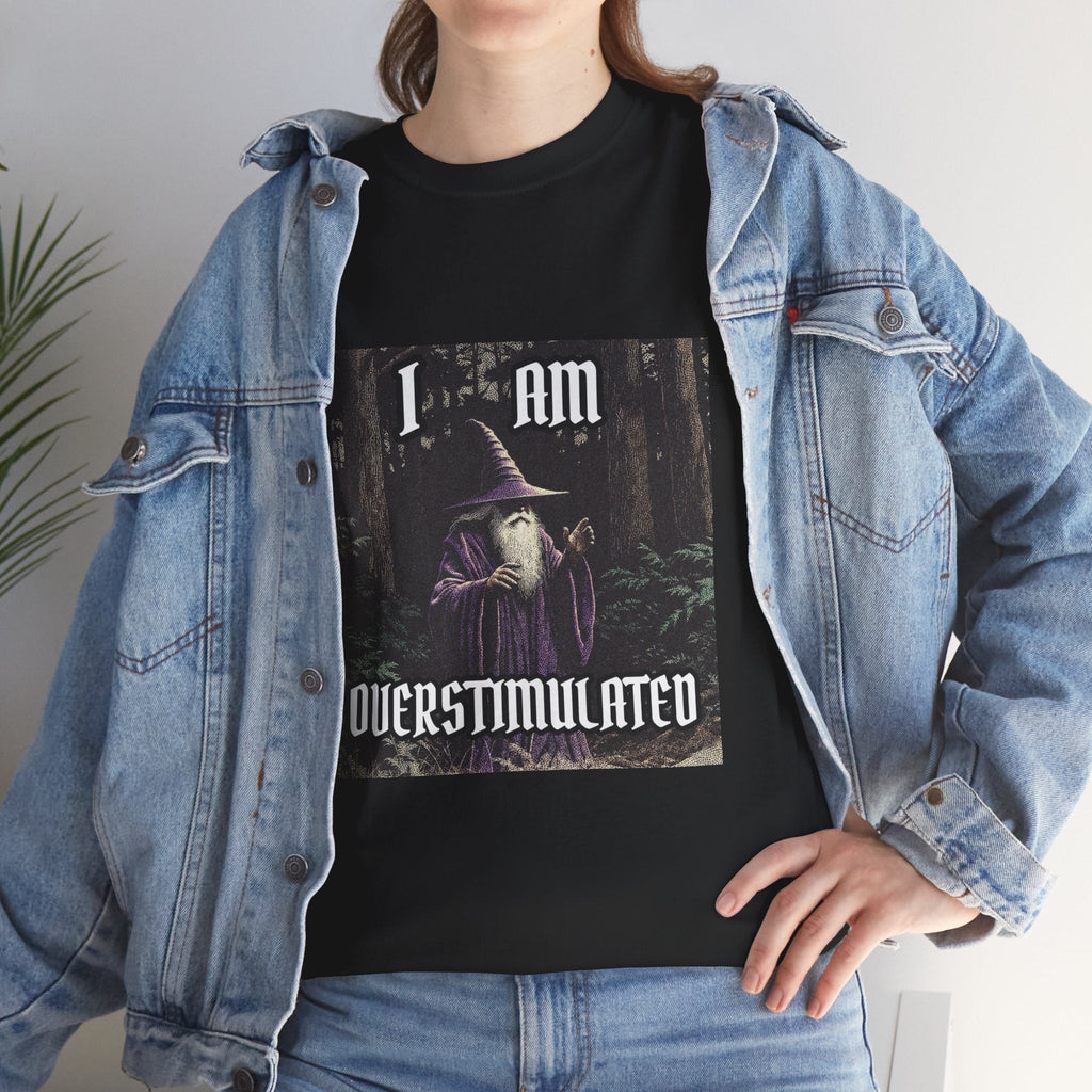 “Overstimulated” Galactic Wizard Meme Heavyweight Cotton T-Shirt - The Galactic Wizard Emporium - T-Shirt