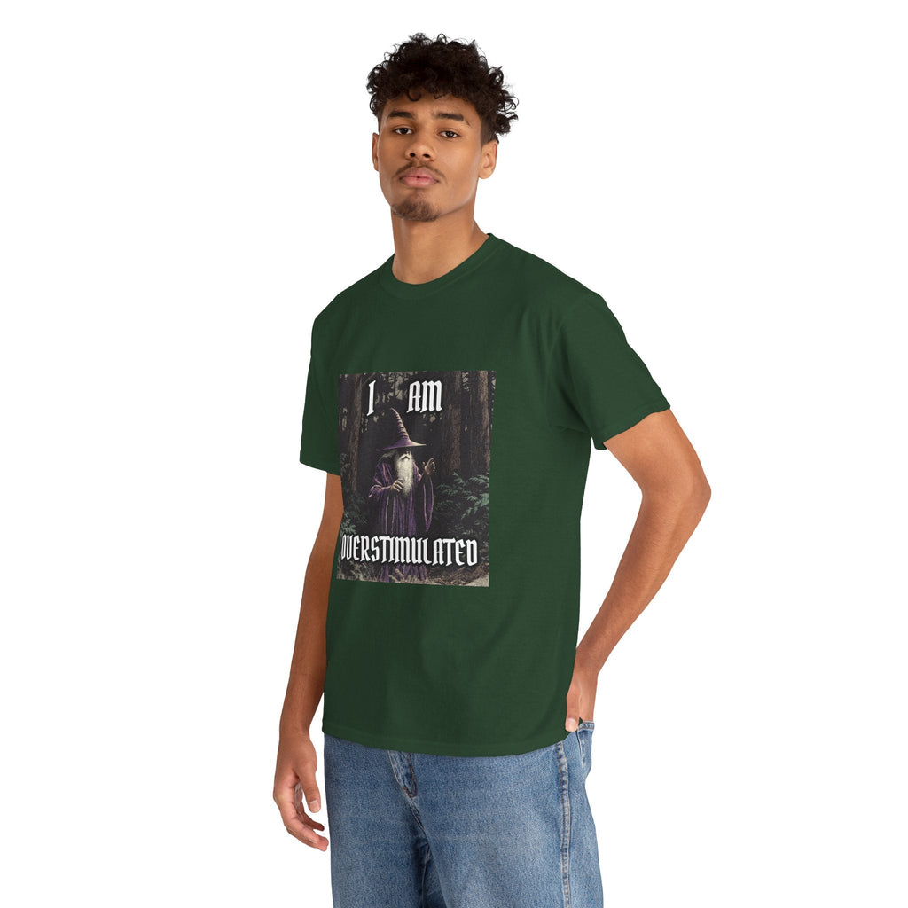 “Overstimulated” Galactic Wizard Meme Heavyweight Cotton T-Shirt - The Galactic Wizard Emporium - T-Shirt