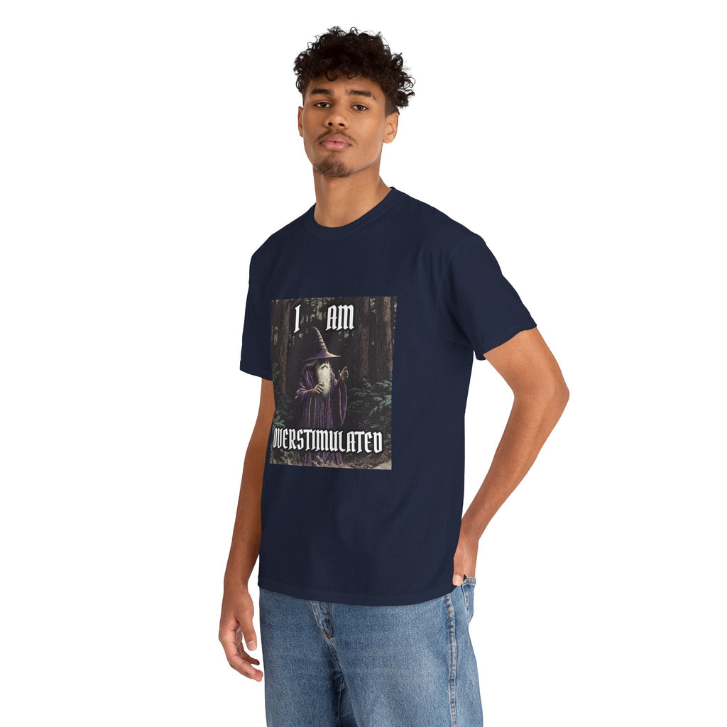 “Overstimulated” Galactic Wizard Meme Heavyweight Cotton T-Shirt - The Galactic Wizard Emporium - T-Shirt