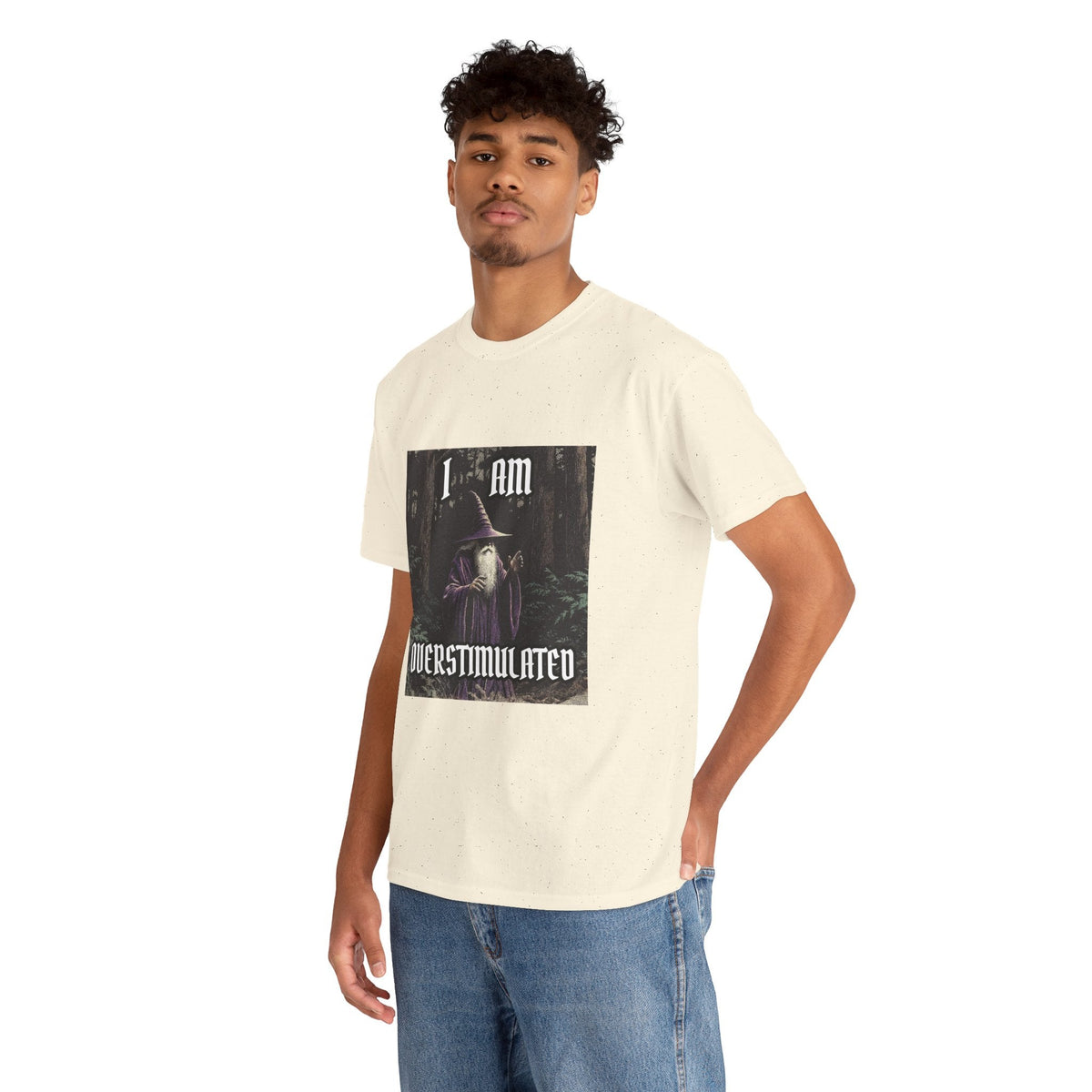 “Overstimulated” Galactic Wizard Meme Heavyweight Cotton T-Shirt - The Galactic Wizard Emporium - T-Shirt