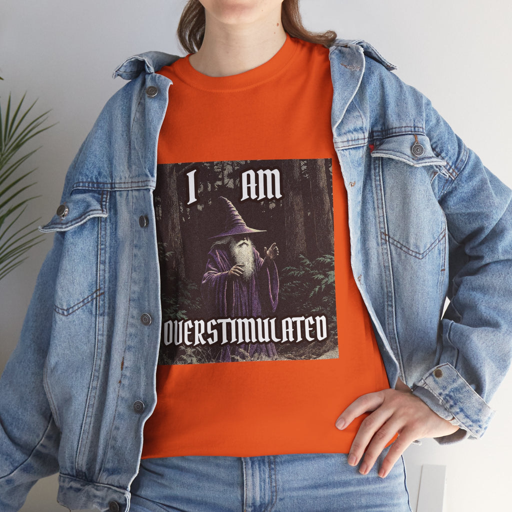 “Overstimulated” Galactic Wizard Meme Heavyweight Cotton T-Shirt - The Galactic Wizard Emporium - T-Shirt