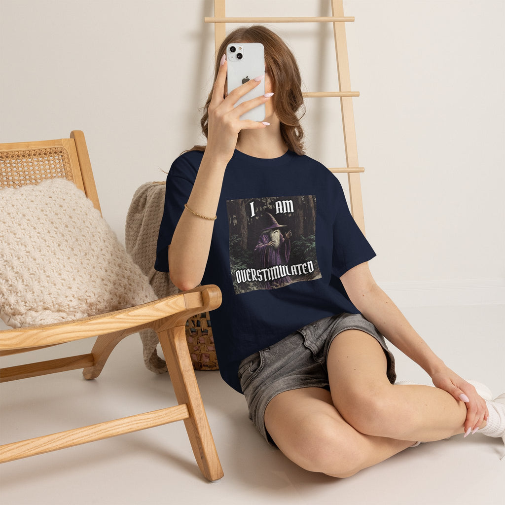 “Overstimulated” Galactic Wizard Meme Heavyweight Cotton T-Shirt - The Galactic Wizard Emporium - T-Shirt