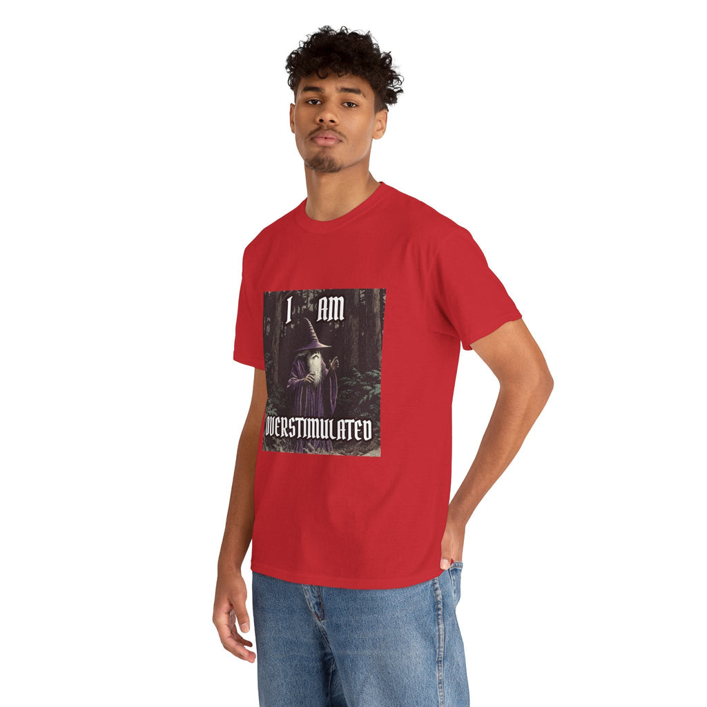 “Overstimulated” Galactic Wizard Meme Heavyweight Cotton T-Shirt - The Galactic Wizard Emporium - T-Shirt