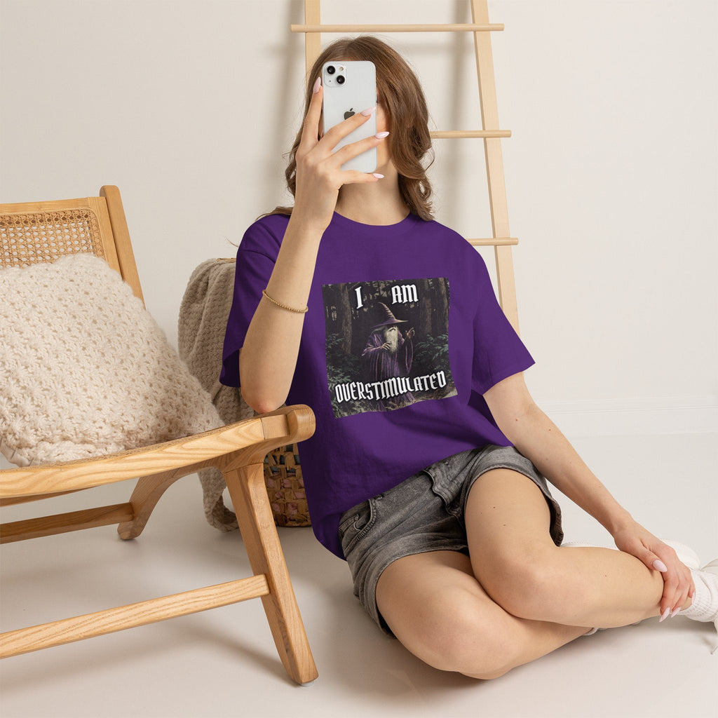 “Overstimulated” Galactic Wizard Meme Heavyweight Cotton T-Shirt - The Galactic Wizard Emporium - T-Shirt