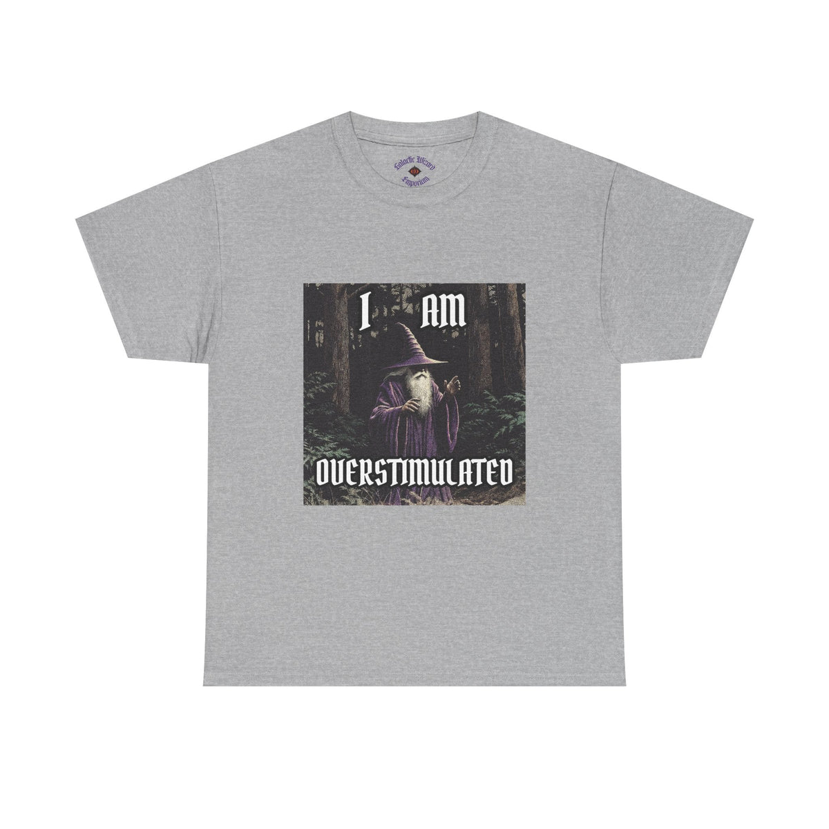 “Overstimulated” Galactic Wizard Meme Heavyweight Cotton T-Shirt - The Galactic Wizard Emporium - T-Shirt