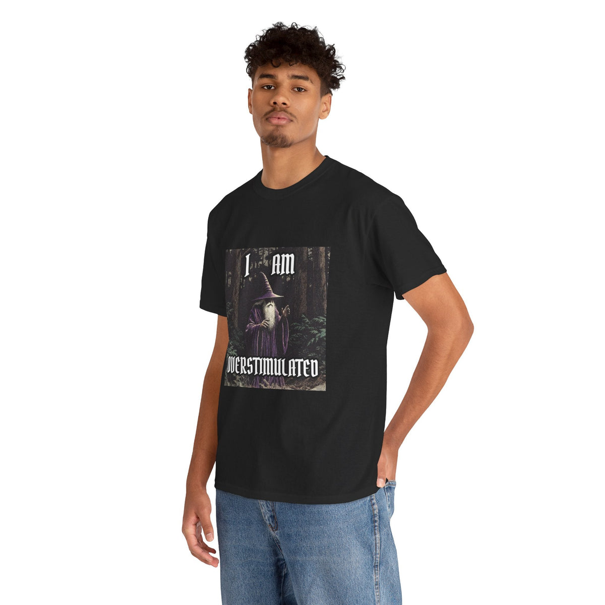 “Overstimulated” Galactic Wizard Meme Heavyweight Cotton T-Shirt - The Galactic Wizard Emporium - T-Shirt