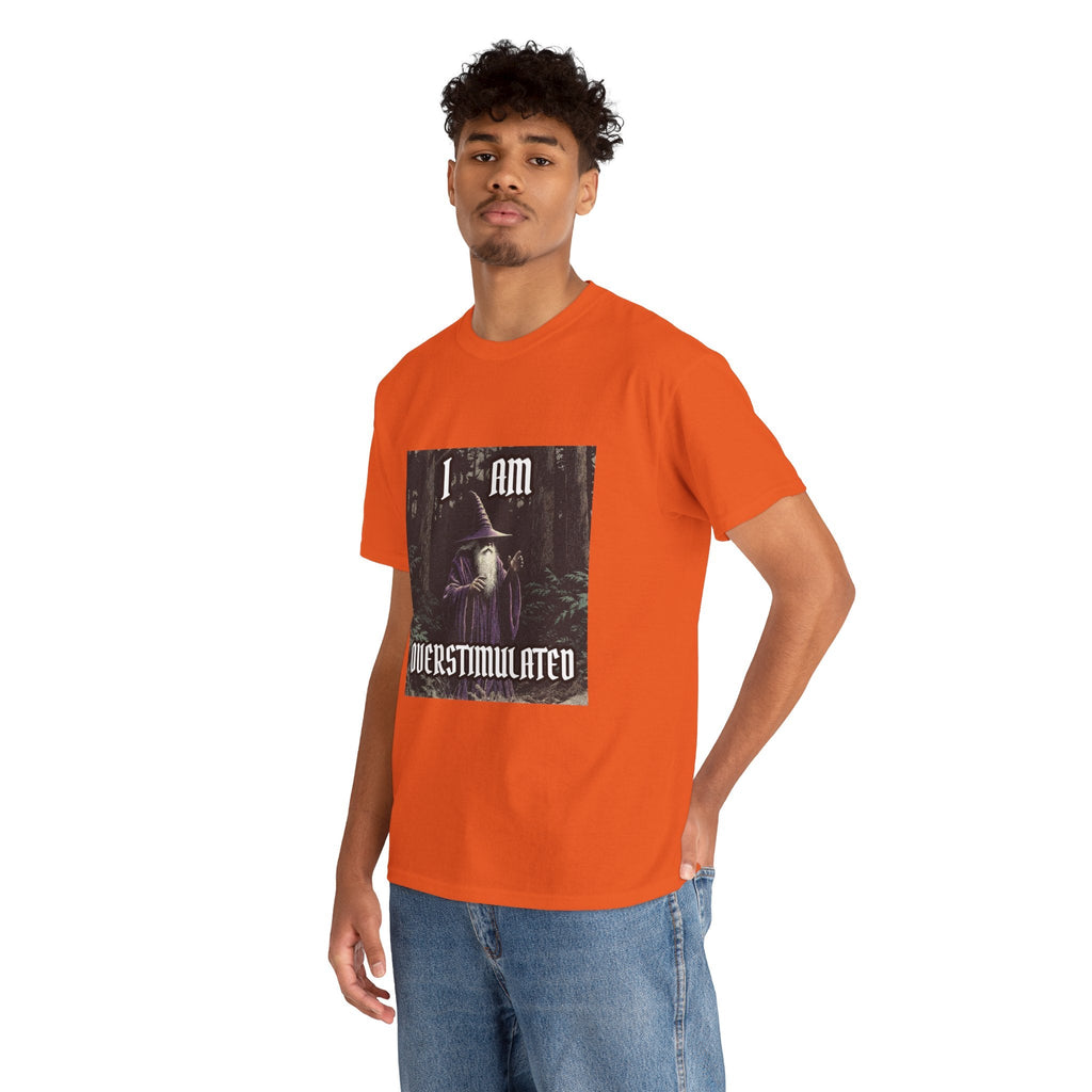 “Overstimulated” Galactic Wizard Meme Heavyweight Cotton T-Shirt - The Galactic Wizard Emporium - T-Shirt