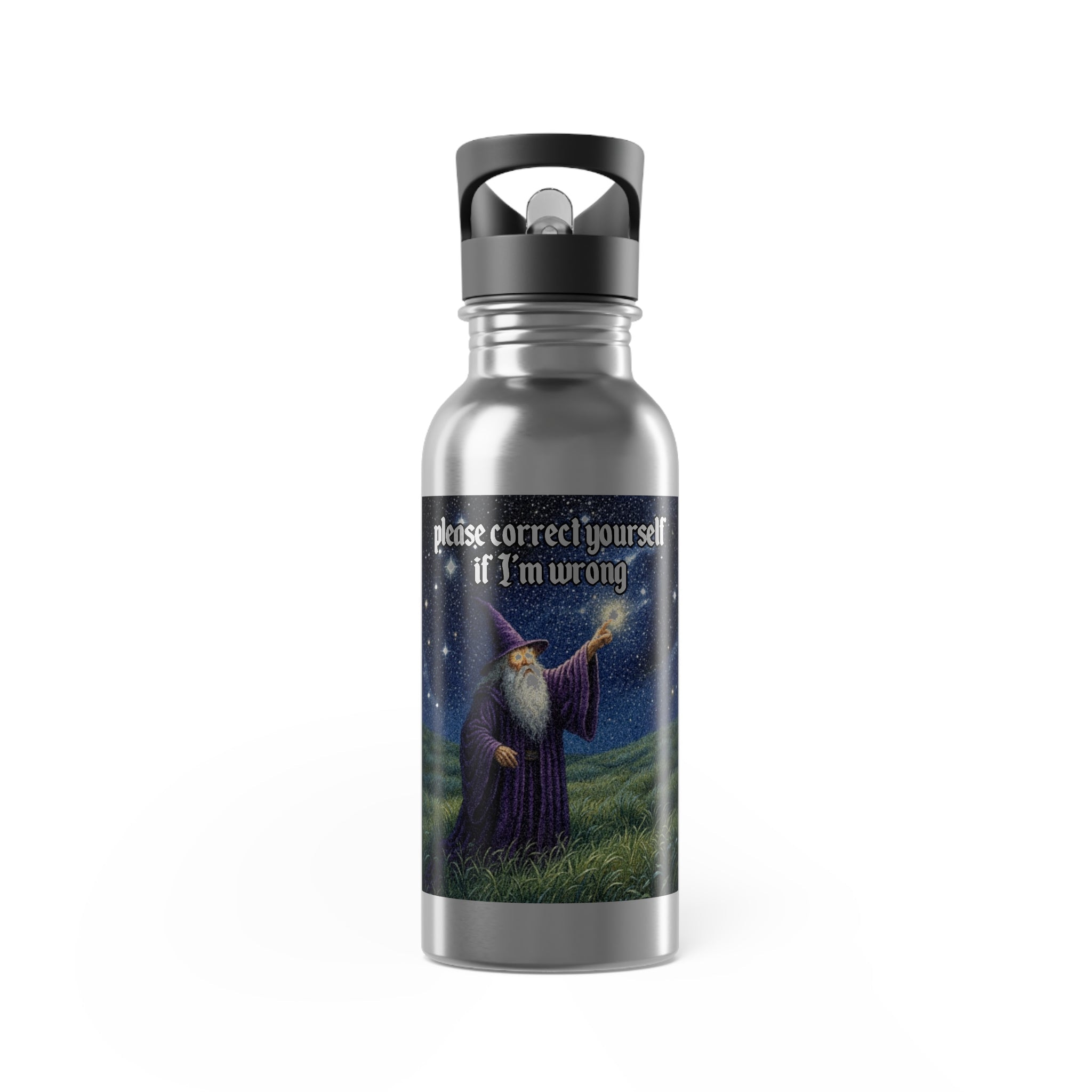 “Please correct yourself” 20oz Stainless Steel Straw Bottle Galactic Wizard - The Galactic Wizard Emporium - Mug