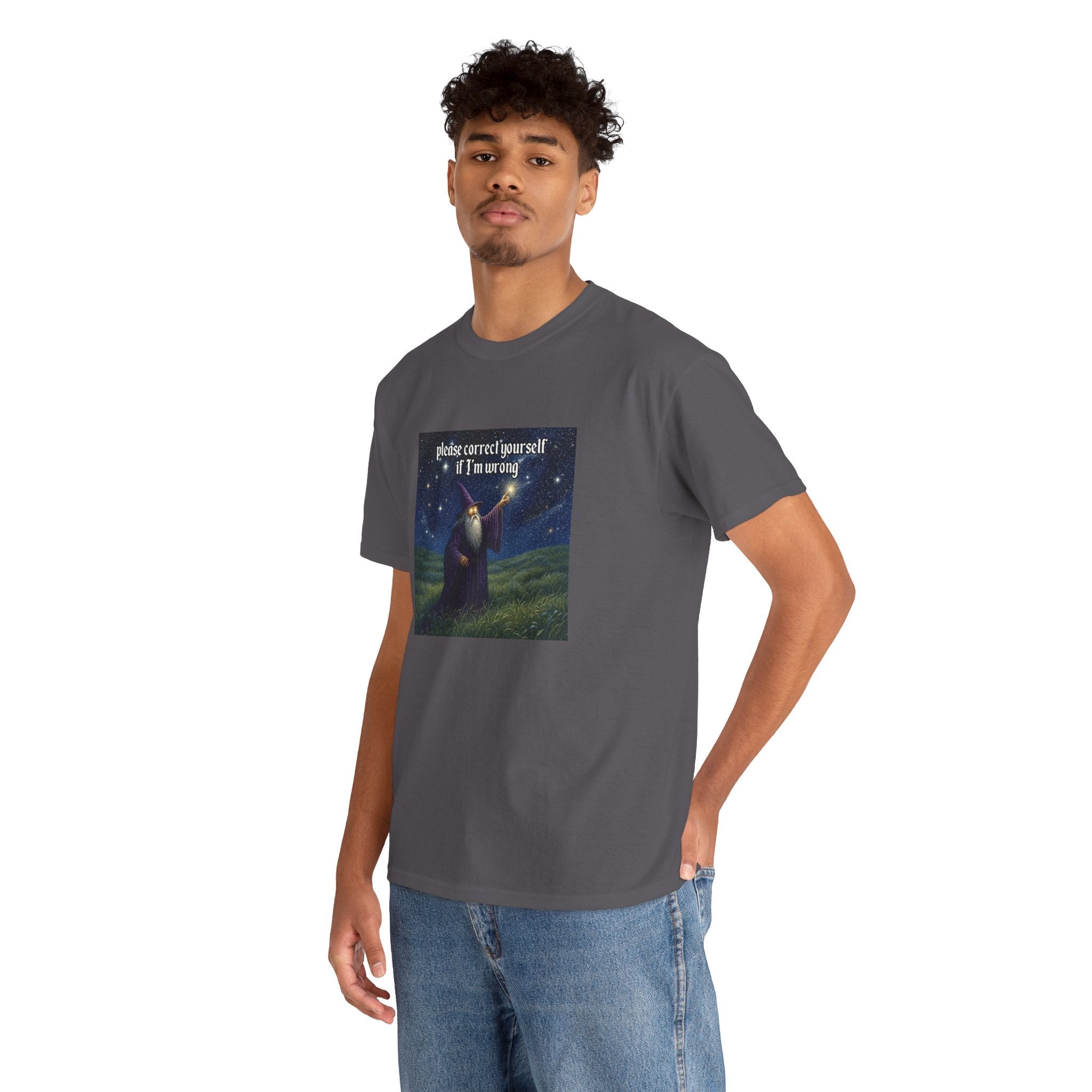 “Please Correct Yourself” Galactic Wizard Meme Heavyweight Cotton T-Shirt - The Galactic Wizard Emporium - T-Shirt