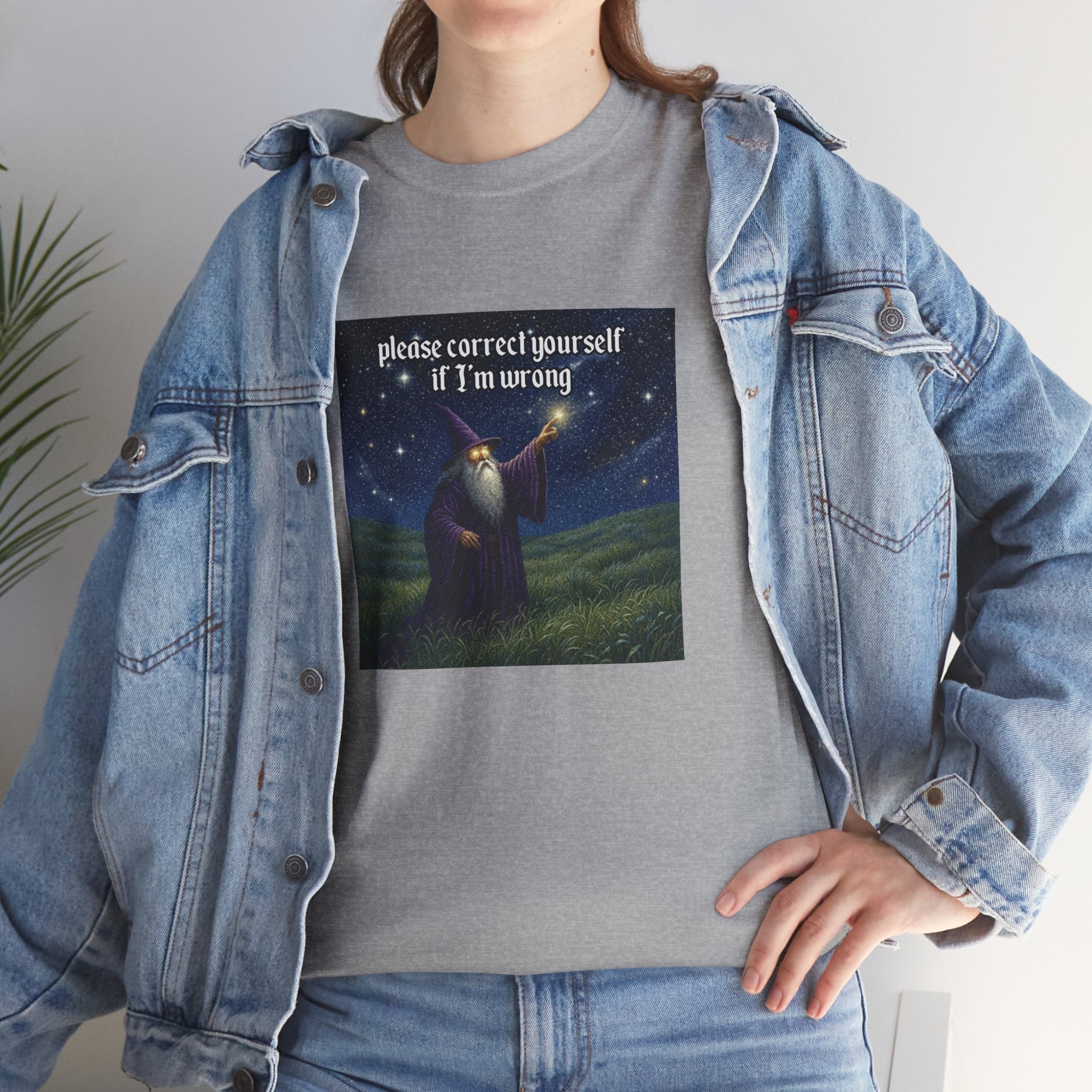 “Please Correct Yourself” Galactic Wizard Meme Heavyweight Cotton T-Shirt - The Galactic Wizard Emporium - T-Shirt
