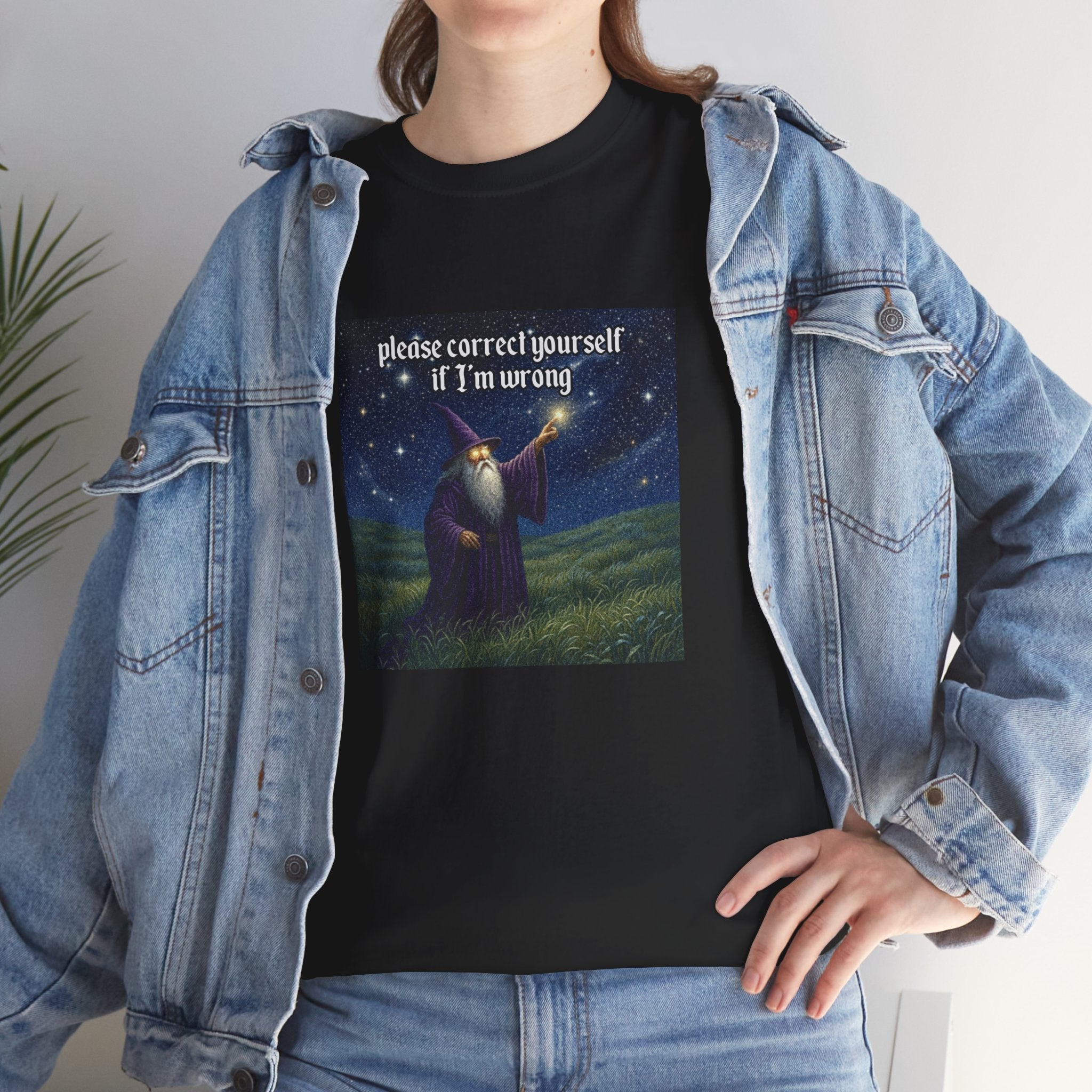 “Please Correct Yourself” Galactic Wizard Meme Heavyweight Cotton T-Shirt - The Galactic Wizard Emporium - T-Shirt