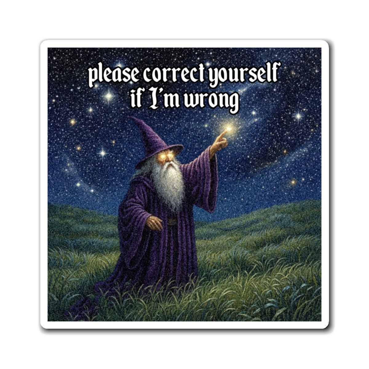 “Please correct yourself” Galactic Wizard Meme Magnet - The Galactic Wizard Emporium - Paper products