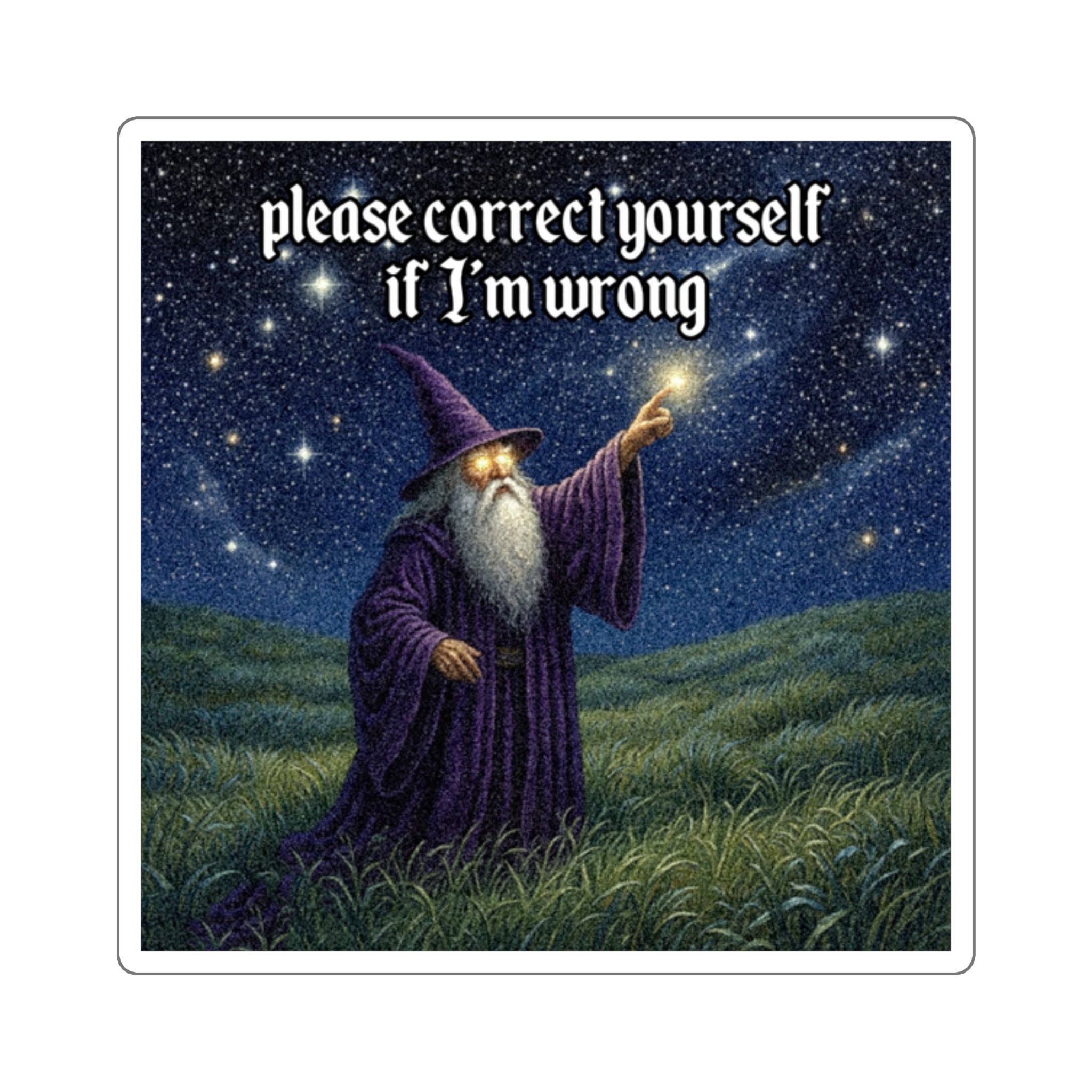 “Please correct yourself" Galactic Wizard Meme Sticker - The Galactic Wizard Emporium - Paper products
