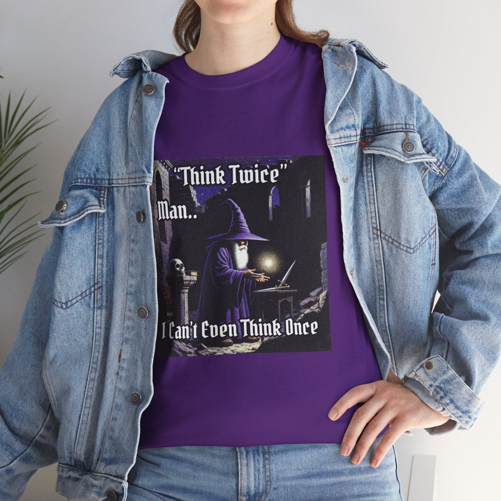 “Think Twice” Galactic Wizard Meme Heavyweight Cotton T-Shirt - The Galactic Wizard Emporium - T-Shirt