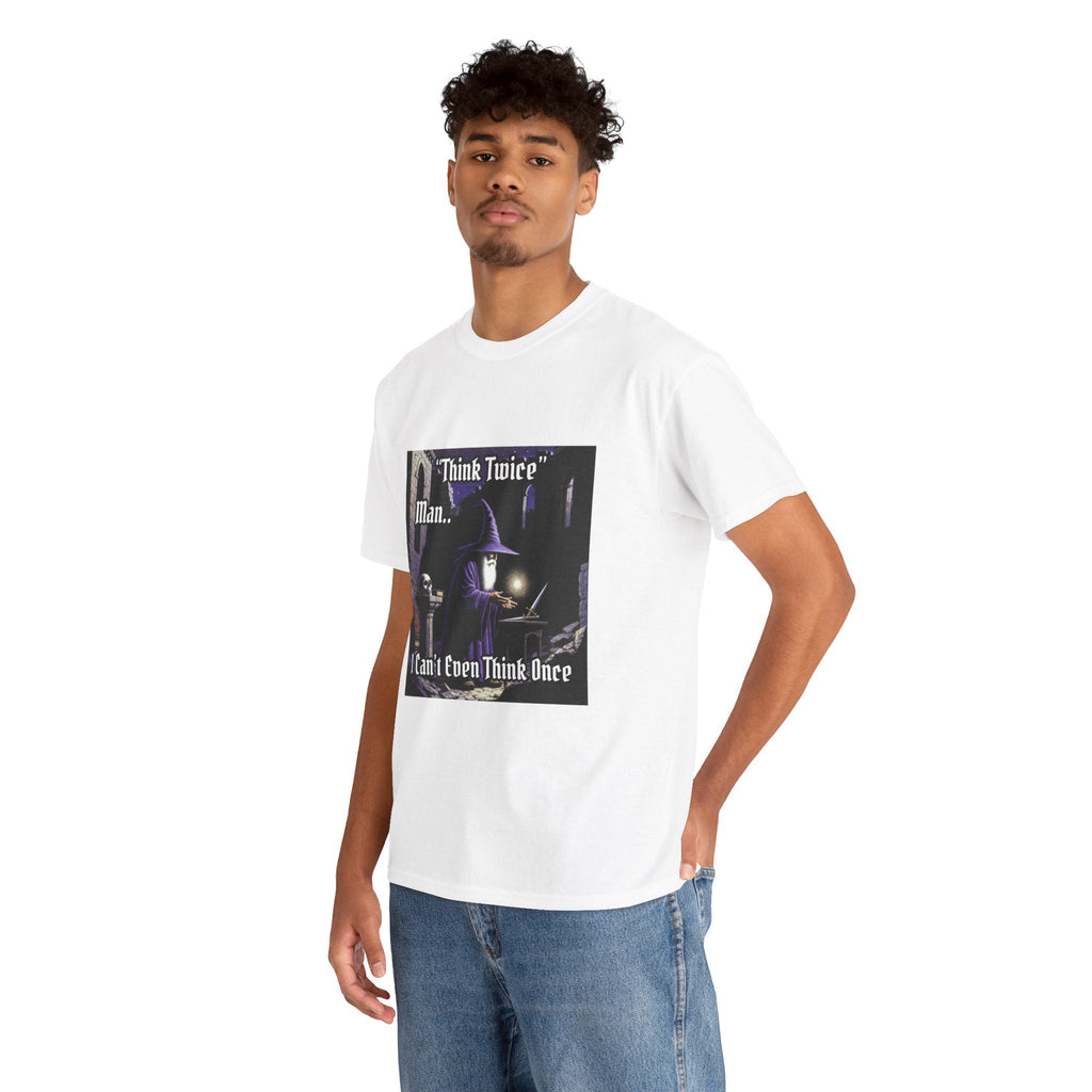 “Think Twice” Galactic Wizard Meme Heavyweight Cotton T-Shirt - The Galactic Wizard Emporium - T-Shirt