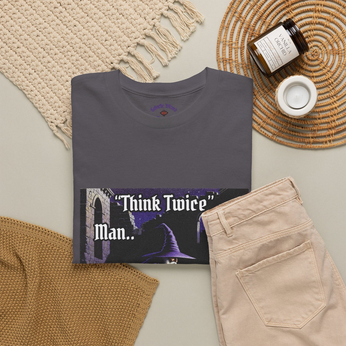 “Think Twice” Galactic Wizard Meme Heavyweight Cotton T-Shirt - The Galactic Wizard Emporium - T-Shirt