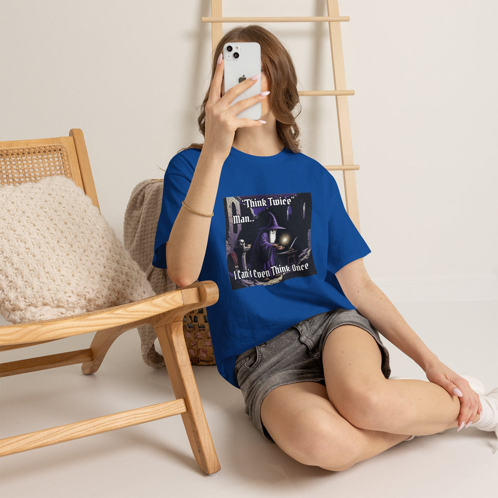 “Think Twice” Galactic Wizard Meme Heavyweight Cotton T-Shirt - The Galactic Wizard Emporium - T-Shirt