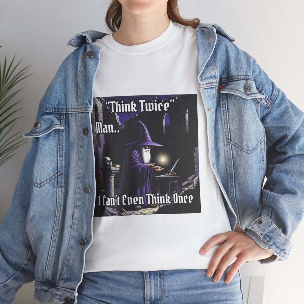 “Think Twice” Galactic Wizard Meme Heavyweight Cotton T-Shirt - The Galactic Wizard Emporium - T-Shirt