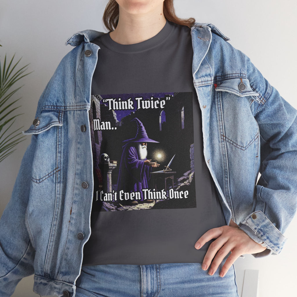 “Think Twice” Galactic Wizard Meme Heavyweight Cotton T-Shirt - The Galactic Wizard Emporium - T-Shirt