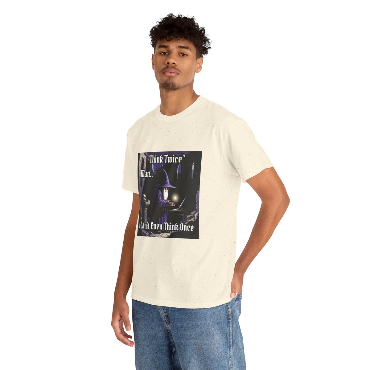 “Think Twice” Galactic Wizard Meme Heavyweight Cotton T-Shirt - The Galactic Wizard Emporium - T-Shirt