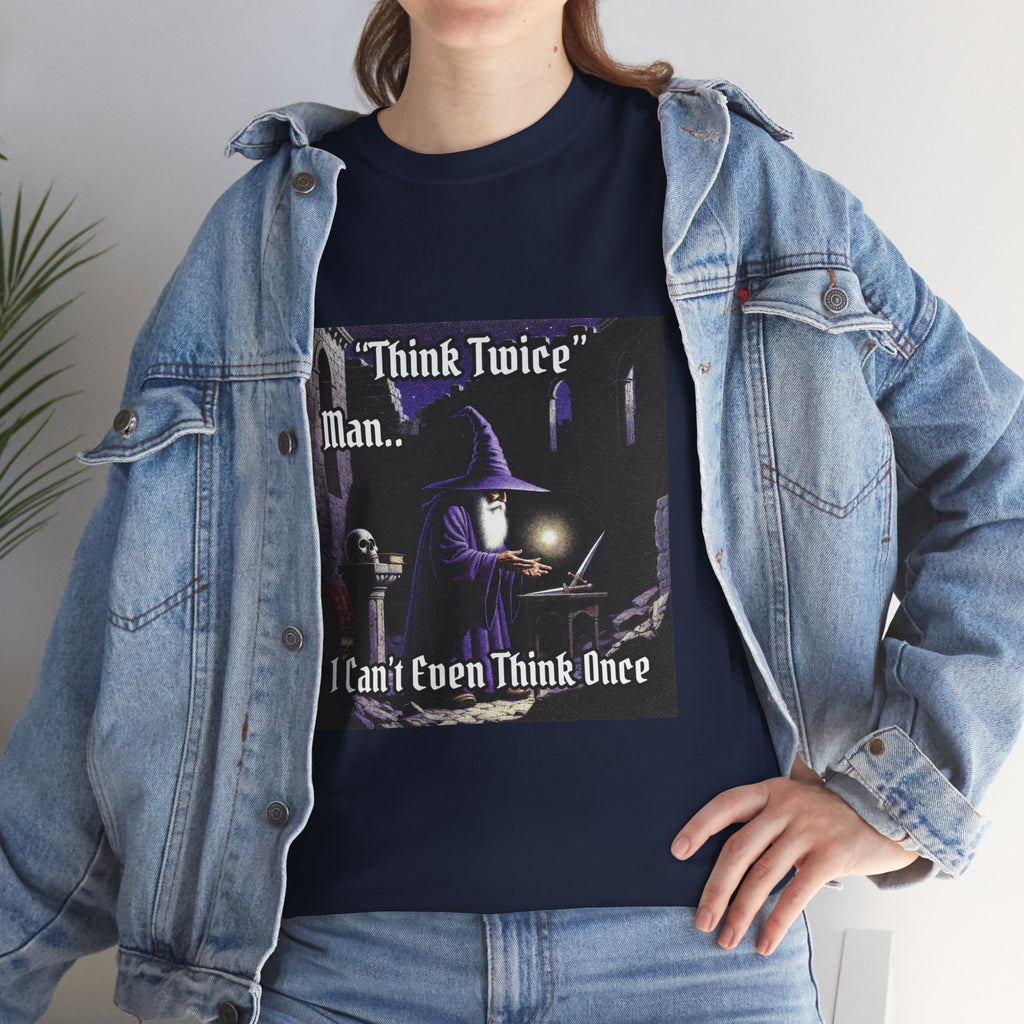 “Think Twice” Galactic Wizard Meme Heavyweight Cotton T-Shirt - The Galactic Wizard Emporium - T-Shirt