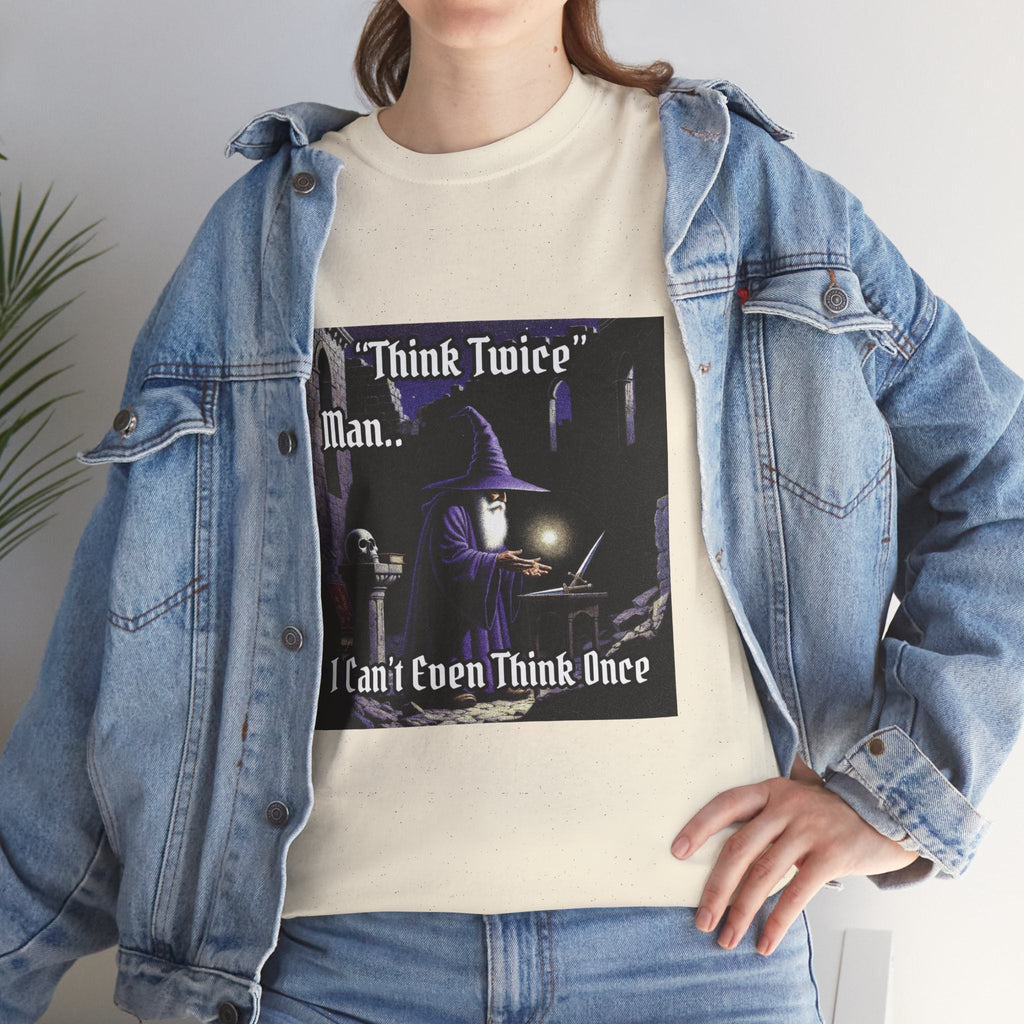 “Think Twice” Galactic Wizard Meme Heavyweight Cotton T-Shirt - The Galactic Wizard Emporium - T-Shirt