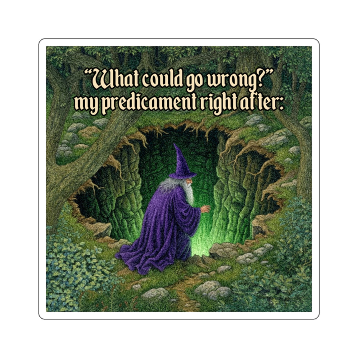 “What Could Go Wrong" Galactic Wizard Meme Sticker - The Galactic Wizard Emporium - Paper products